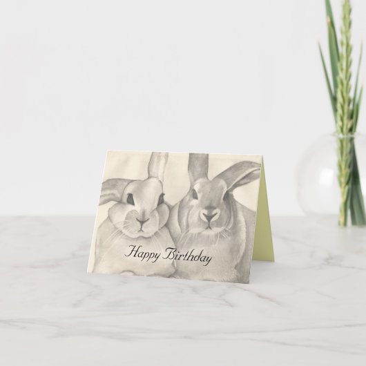 Les lapins en friche, carte de voeux d'anniversair (Devant)