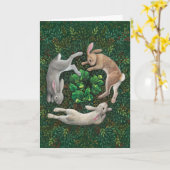 "Les lapins se frottent." Carte de voeux de Pâques (Fleur jaune)