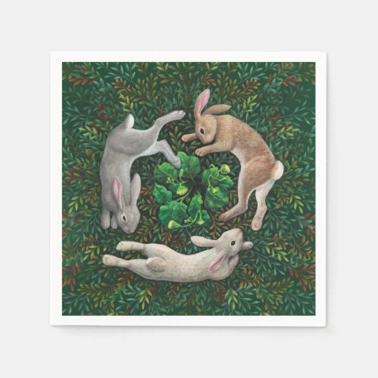 "Les lapins se frottent." Serviettes en Papier (Devant)