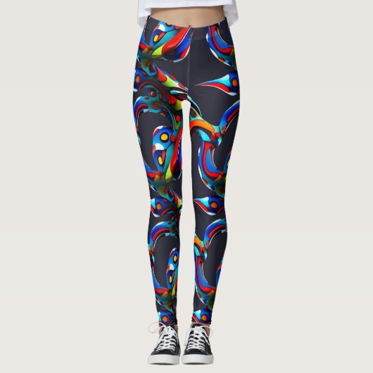 Les Leggings bleus rouges colorés (Devant)