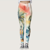 Les Leggings Féminins du paradis tropical audacieu (Devant)
