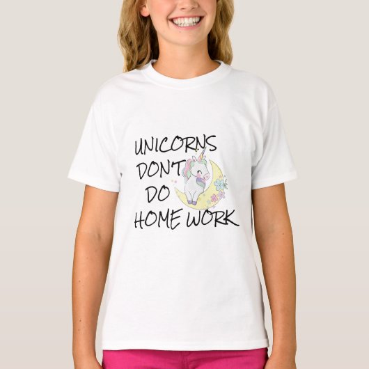 Les licornes ne font pas les devoirs - Tshirt drôl (Devant)