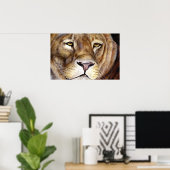 Les lions face à une affiche d'art (Bureau à domicile)