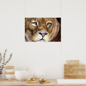 Les lions face à une affiche d'art (Cuisine)