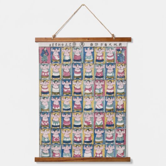 "Les lutteurs de Sumo Tapisserie murale en bois" (Recto)