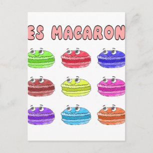 Les Macarons Cute Cartoon Briefkaart