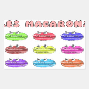 Les Macarons Cute Cartoon Rechthoekige Sticker