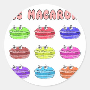 Les Macarons Cute Cartoon Ronde Sticker