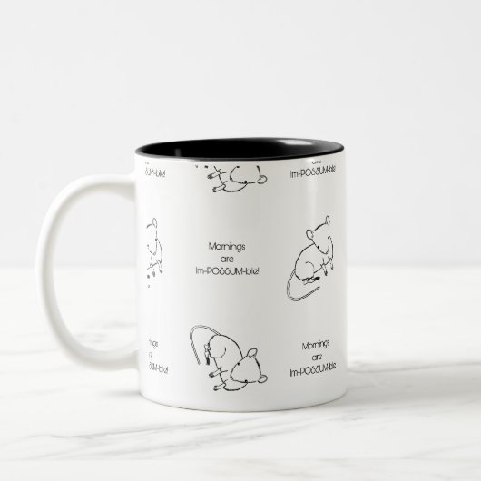 Les matins sont Im-POSSUM-ble mignon Possum mug (Gauche)