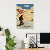 Les Menuires Affiche de voyage pour le snowboard (Bureau à domicile)