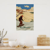 Les Menuires Affiche de voyage pour le snowboard (Cuisine)
