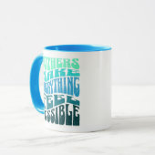 Les mères rendent tout possible – Mug Vert Bleu (Devant gauche)