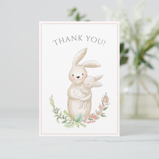 Les mignons animaux Bunny Baby shower rose Merci (Debout devant)