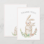 Les mignons animaux Bunny Baby shower rose Merci (Devant / Derrière)