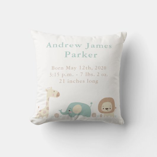 Les mignons animaux de la jungle Baby Boy Coussin (Recto)