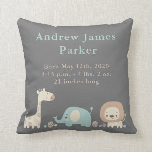 Les mignons animaux de la jungle Baby Boy Coussin