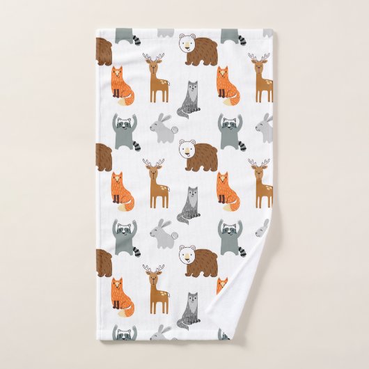 Les mignons animaux en bois (Serviette à main)