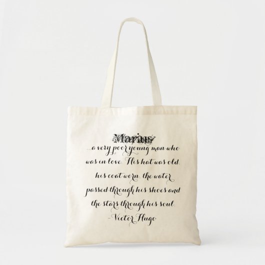 Les Miserables Bag: Marius Fancy script Tote Bag (Voorkant)