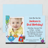 Les monstres amusants Photo Invitations pour la fê (Devant / Derrière)