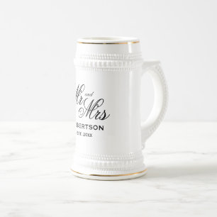 Les mugs à bière de mariage personnalisés Mr et Mm
