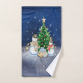 Les neigeurs avec cadeaux sous l'arbre de Noël (Serviette à main)