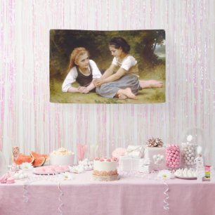 Les Noisettes: Jonge meisjes verzamelen hazelnoten Spandoek