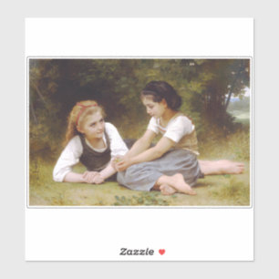 Les Noisettes: Jonge meisjes verzamelen hazelnoten Sticker