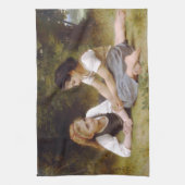 Les Noisettes: Jonge meisjes verzamelen hazelnoten Theedoek (Verticaal)