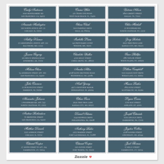 Les noms des invités de la Marine. étiquettes mari (Feuille)