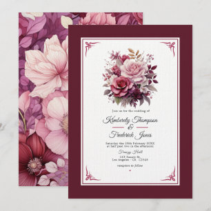 Les nuances du vin Faire-part de mariage floral