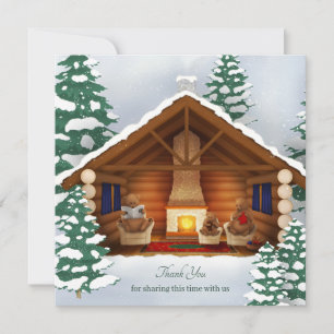 Les ours à la maison Carte de remerciements d'hive