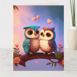 LES OWLS HEUREUX ANNIVERSAIRE SUEETHEART CARTE DE 