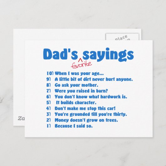 Les papas, la carte postale (Devant / Derrière)