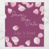 Les pétales roses romantiques Sauvez le Étiquette  (Étiquettes simples)