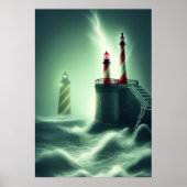 Les phares face à la mer | AI Art Poster (Devant)
