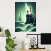 Les phares face à la mer | AI Art Poster (Bureau à domicile)
