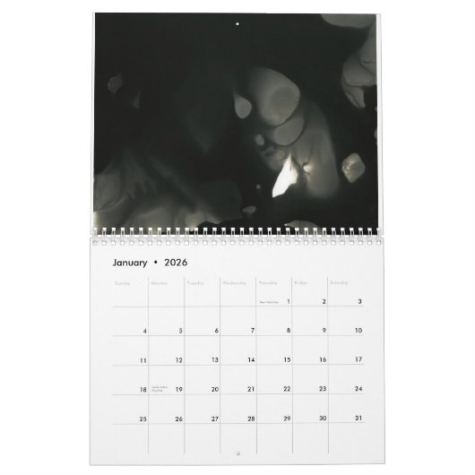 Les photos de l'ange, calendrier exposé (noir et (Jan 2026)