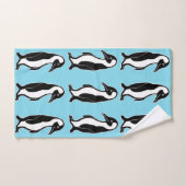 Les pingouins modèlent l'ensemble bleu de (Serviette à main)