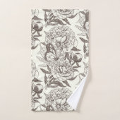 Les pivoines et les papillons bloquent l'impressio (Serviette à main)