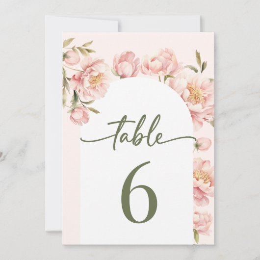 Les pivoines fleurissent les numéros de table des  (Devant)