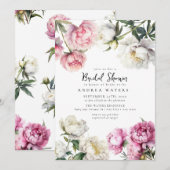 Les pivoines florales | Invitations de douches nup (Devant / Derrière)