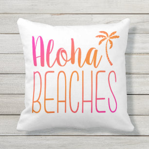 Les plages d'Aloha Coussin rose et orange