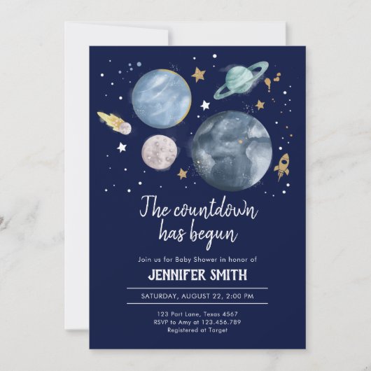 Les planètes spatiales Boy Baby shower Invitation (Devant)