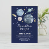 Les planètes spatiales Boy Baby shower Invitation (Debout devant)