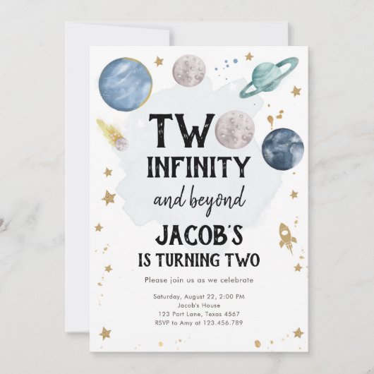 Les planètes spatiales Boy Invitation de deuxième (Devant)