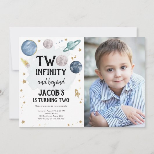 Les planètes spatiales Boy Invitation de deuxième  (Devant)