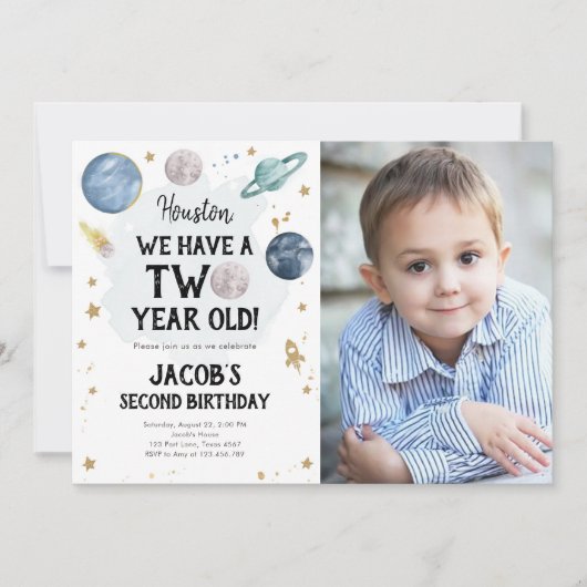 Les planètes spatiales Boy Invitation de deuxième  (Devant)