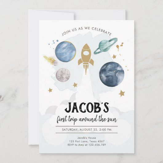 Les Planètes spatiales Extérieures Boy Invitation  (Devant)