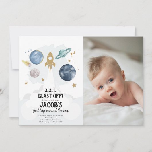 Les Planètes spatiales Extérieures Boy Invitation (Devant)