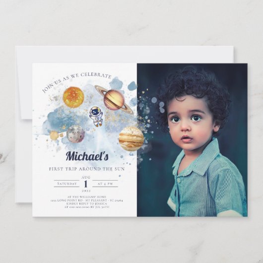 Les Planètes spatiales Extérieures Boy Invitation (Devant)
